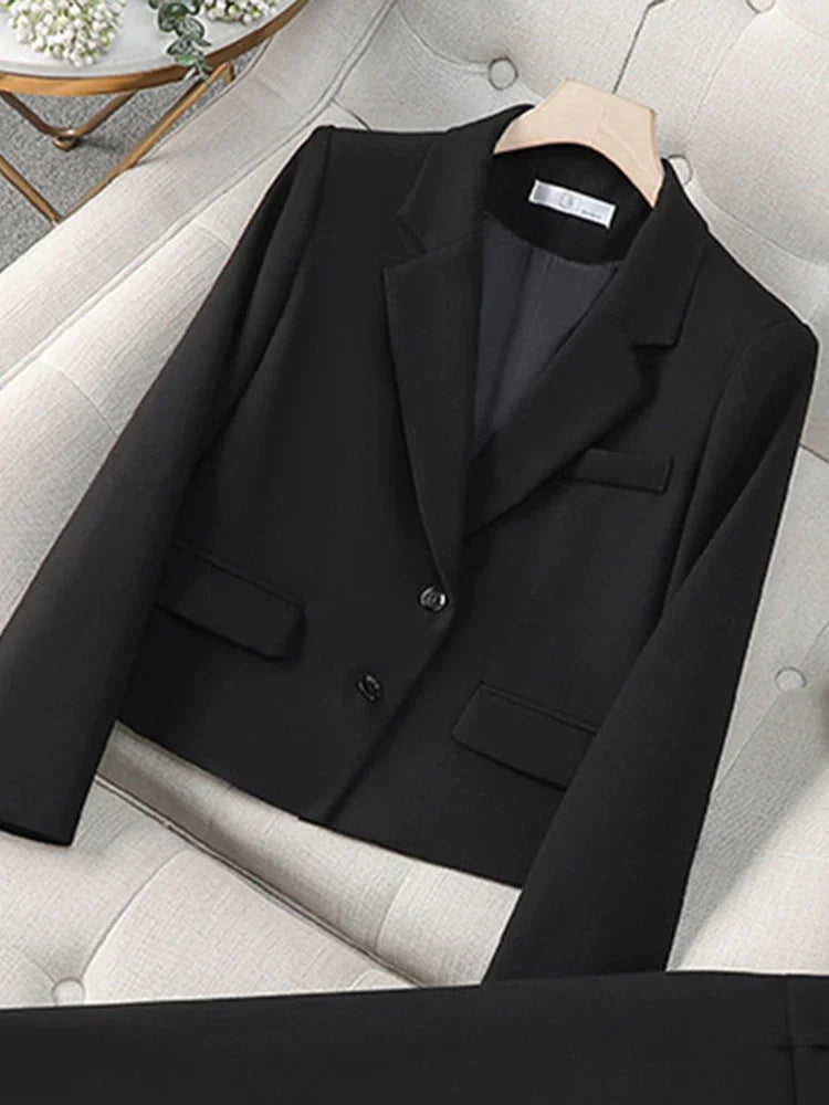 Fashion Office Half Skirt Set for Women Slim Fit Long Sleeved Single Row Two Button Half Skirt Two Piece Set