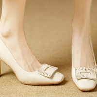 Square Toe Comfort Soft Office Shoes Daily Outdoors Women Shoes 7CM Thick High Heels Shallow Mouth Fashion Party Shoes