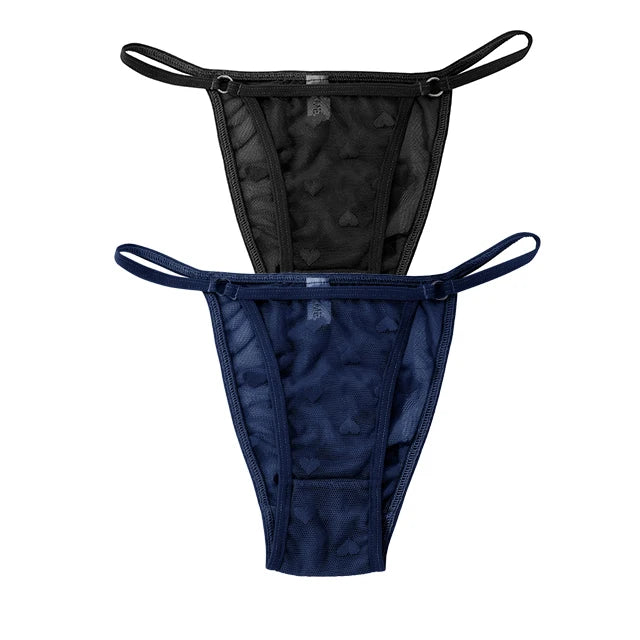 2PC Lace Thongs Panties Women Underwear Sexy Thongs Woman Low Waist Solid Underwear Seamless Female Underpants Lingerie