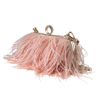 Women Ostrich Feather Clutch Purse Evening Bag Handbag Fluffy Purse Clutch Feather Evening Handbag For Wedding Anniversary Party