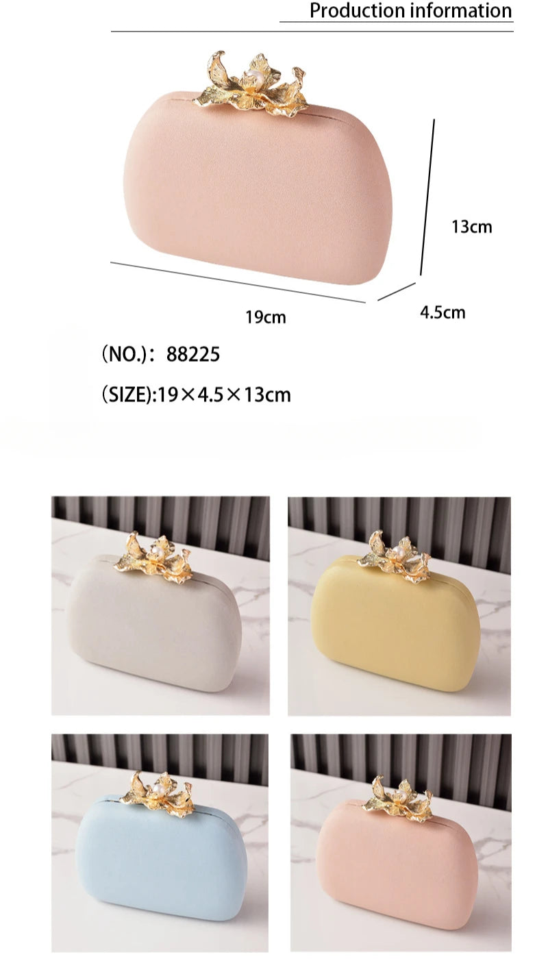 Dinner Bag Women Fashion Flower Buckle Handbag Wedding Bride Evening Bags Girls Cute Party Clutch Bag Shoulder Bags