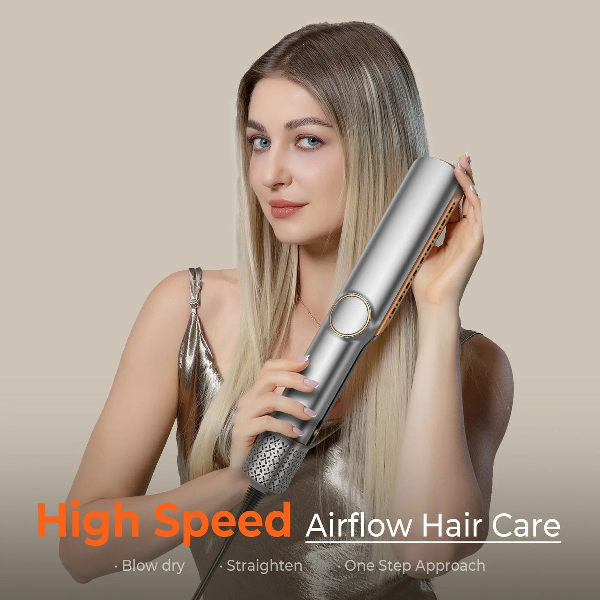 2-in-1 High Speed Ceramic Hot Airflow Hair Straightener Blow Dryer LED Display Electric Wet-to-Dry Natalia Home Fashion    Natalia Home Fashion