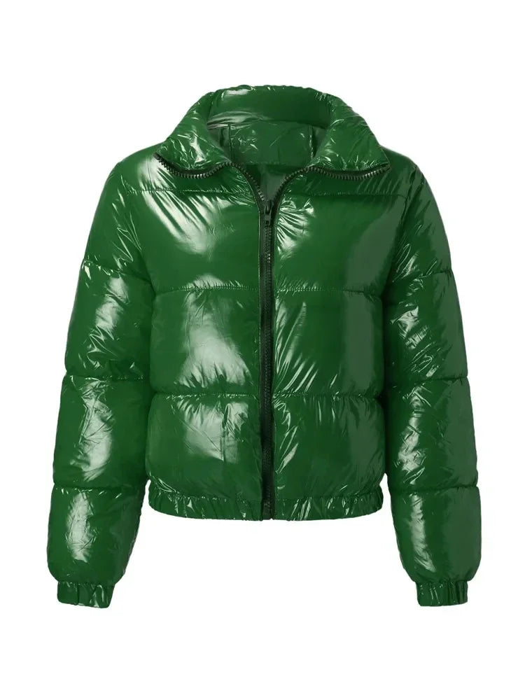 Winter Jacket Women Oversized Puffy Shiny Bubble Coat Solid Cotton Padded Coat Warm Waterproof Parka Female Outerwear - Natalia Home Fashion