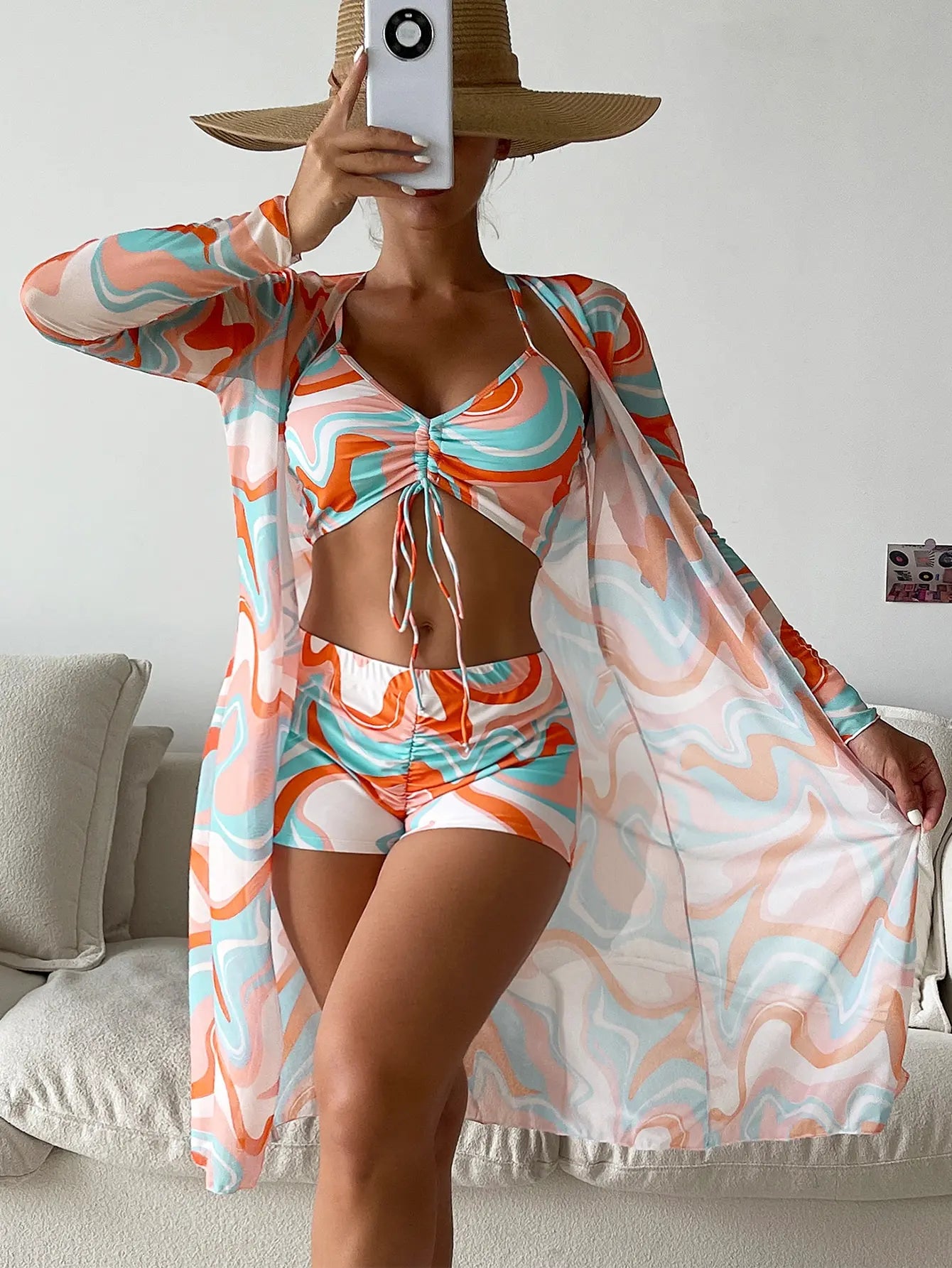 Sexy Print Bikini Women High Waist Swimsuit Cover Up Swimwear Female Lady Bathing Suit Swimming Summer Beachwear