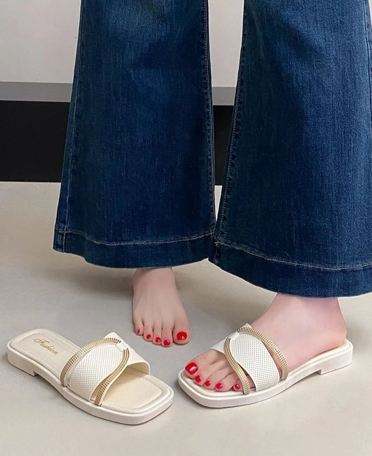 Soft Sole Flat Sandals for Women Outdoor Trendy Strappy Flip Flops Summer Beach Non-Slip Casual Shoes