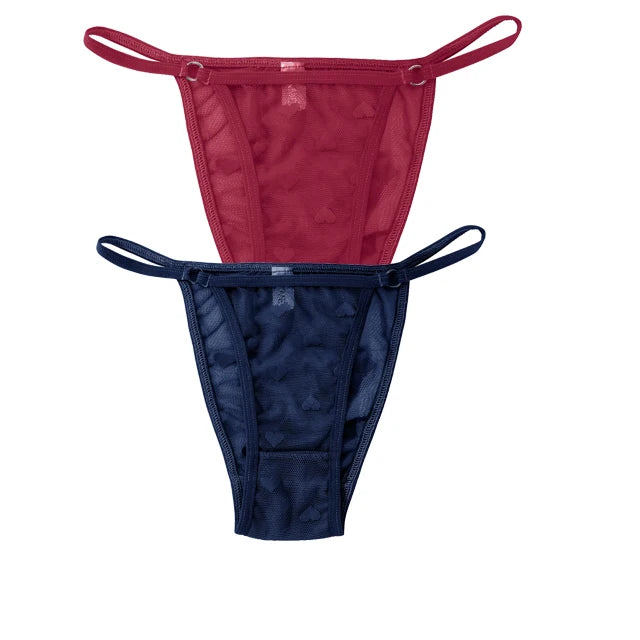 2PC Lace Thongs Panties Women Underwear Sexy Thongs Woman Low Waist Solid Underwear Seamless Female Underpants Lingerie
