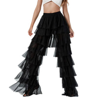 Mesh Splicing Elastic Cake Pants Europe And Peng Mesh Pants Comfortable Pants for Women Casual