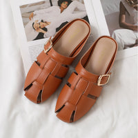 Designer Women Sandals Mules Summer Roman Slippers Fashion Buckle Woven Casual Soft sole Shoes