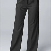Women Cotton Linen Pants Solid Color Elastic Loose Drawstring Wide-Leg High Waist Trousers Female Stretch Straight Casual Pants