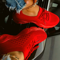 Outdoor Breathable Mesh Shoes Women Lightweight Shock-absorbing Sports Shoes Solid Color Plus Size Women Vulcanized Shoes