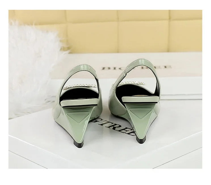Spring Candy Fashion Pointed Toe Women Pumps Sling back Wedges High Heels Party Prom Mules Shoes
