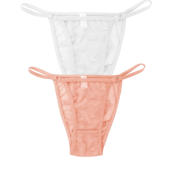 2PC Lace Thongs Panties Women Underwear Sexy Thongs Woman Low Waist Solid Underwear Seamless Female Underpants Lingerie