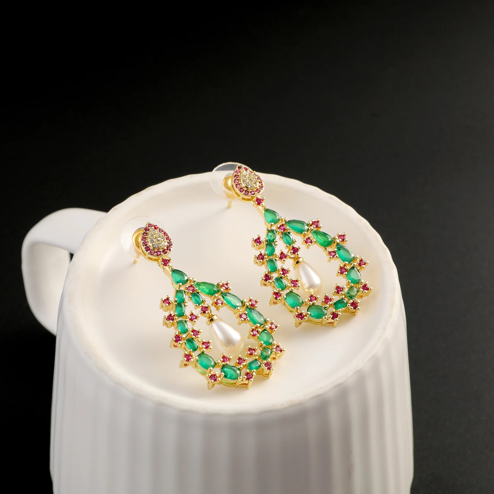 Dubai Elegant Luxurious Stylish Simple Mixed Colored Zirconia Jewelry 4 Piece Women's Jewelry Set for Wedding Party Natalia Home Fashion    Natalia Home Fashion