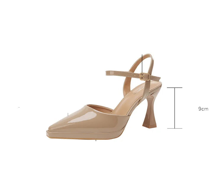 High Heels Sandals Women Fashion Solid Color Heels Sandals Pointed Toe Stiletto Ladies Commuting Single Shoes