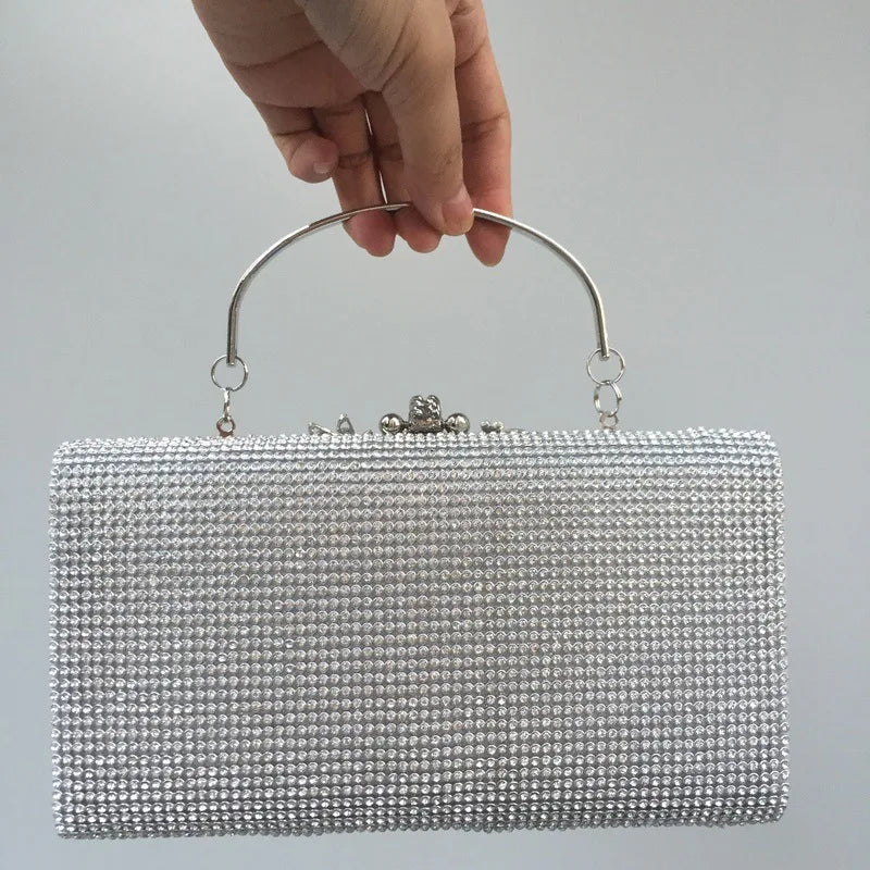 Diamond Encrusted Dinner Bag And Clutch, Square Hard Box Fully Lined With Diamonds.