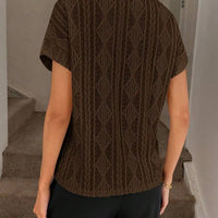 Women's Casual Round Neck Jacquard Short Sleeve Top T-shirt Leisure Commute Women Clothing
