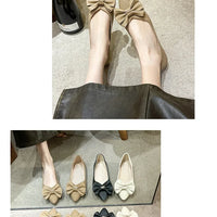 Soft Bottom Flat Casual Women's Shoes Butterfly Knot Slip-On Simple Design Shoes  Synthetic Leather