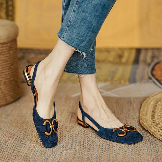 Women's Sandals Elegant Office Ladies Shoes and Sandals Women Casual Shoes Square Heel Sandals Slip On Woman Flats