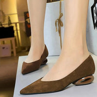 Retro Pointed Toe Suede Low Heel Shoes Shallow Mouth Hollow Heel Pedicure Shoe Daily Versatile Temperament Women's Shoes