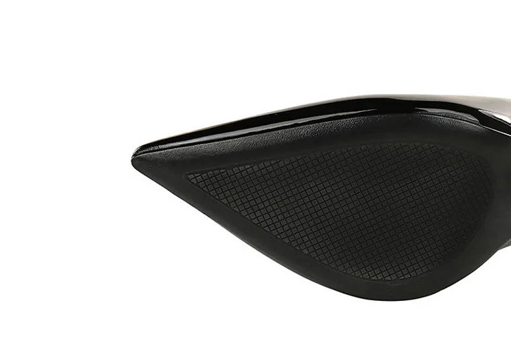 Fashion Women Pointed Toe Patent Leather High Heels Shallow Vamp Rhinestone Decorated Backless Strap Dress Shoes