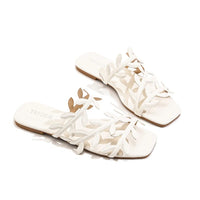 Leaf Pattern Women's Sandals Outdoor Wear New Style Beach Flat Bottom Slip-On Holiday Comfortable Breathable Flats