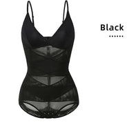 Women Sculpting Bodysuit Cross Compression abs Shaping Briefs Slimming Shapewear Over Bust Deep V Full Body Shaper Tummy Control