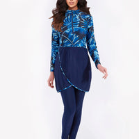 Muslim Swimwear Women Modest Patchwork Hijab Long Sleeves Sport Swimsuit 3pcs Islamic Burkinis Wear Bathing Suit