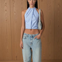 Fashion Stripe Halter Neck Backless Shirt Women Exquisite Tie Waist Sleeveless Vest 2026 Lady Daily Commute Street Cropped Wears Natalia Home Fashion    Natalia Home Fashion