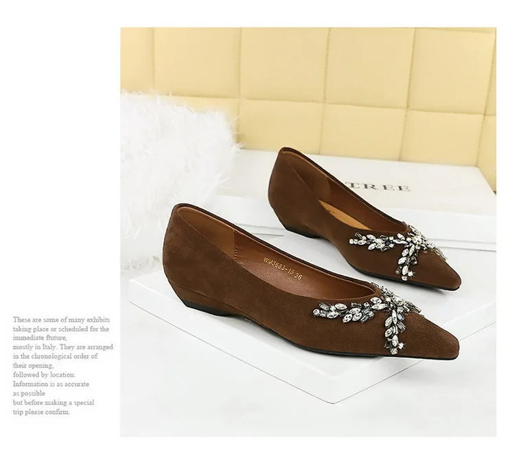 New Spring Crystal Women Mary Jane Shoes Fashion Shallow Slip on Elegant Party Dress Low Heel Shoes