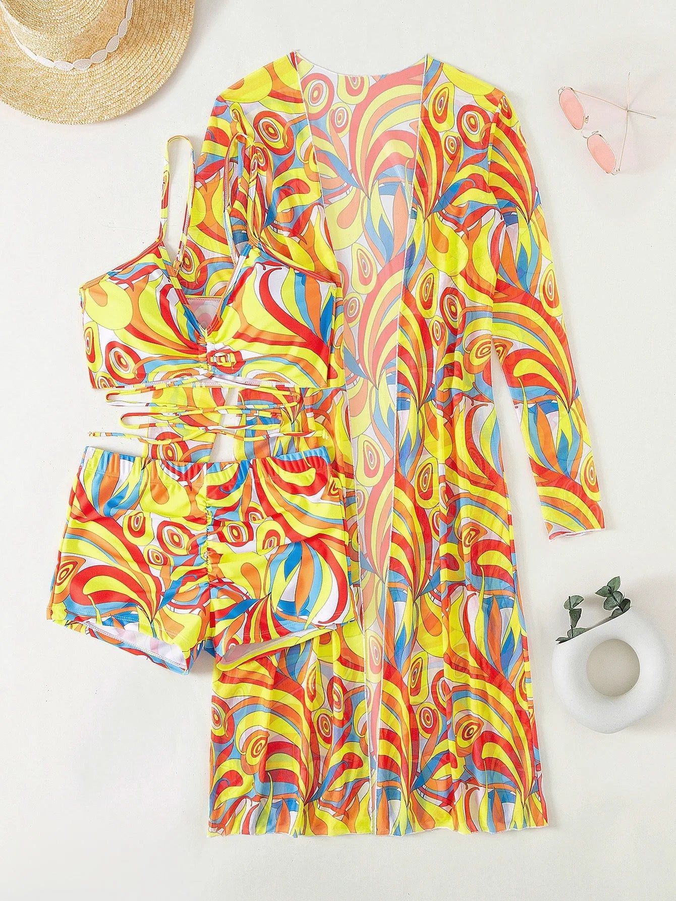 Sexy Print Bikini Women High Waist Swimsuit Cover Up Swimwear Female Lady Bathing Suit Swimming Summer Beachwear