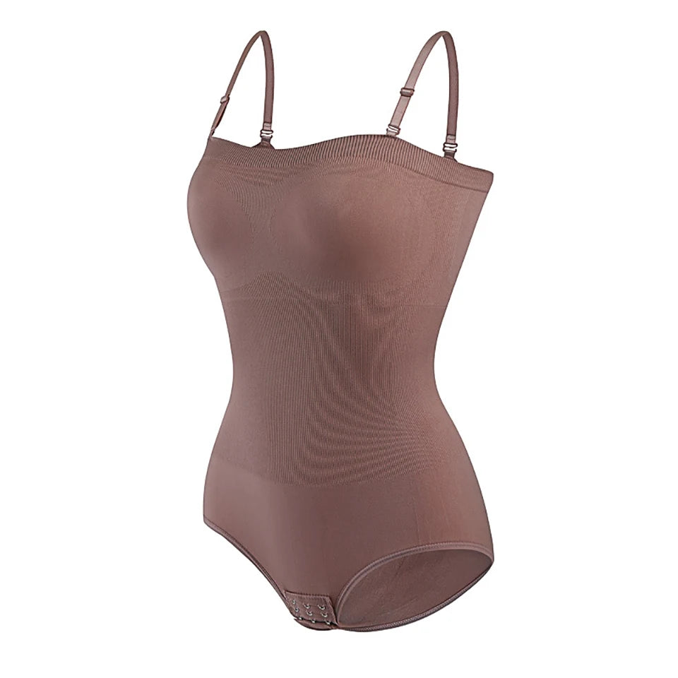 Strapless Short Bodysuit for Women Tummy Control Shapewear Seamless Sculpt Body Shaper with Removable Straps