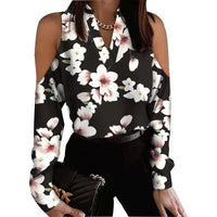 Long Sleeve Lace-up Shirt Women's Fashion Trendy Floral Print Loose Fit Semi formal Blouse