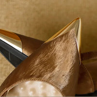 Women's Pumps Sexy Stiletto Sandals Fashion Metallic Pointed Toe Rear Hollow Out High Heels Single Shoes Lady Sandals