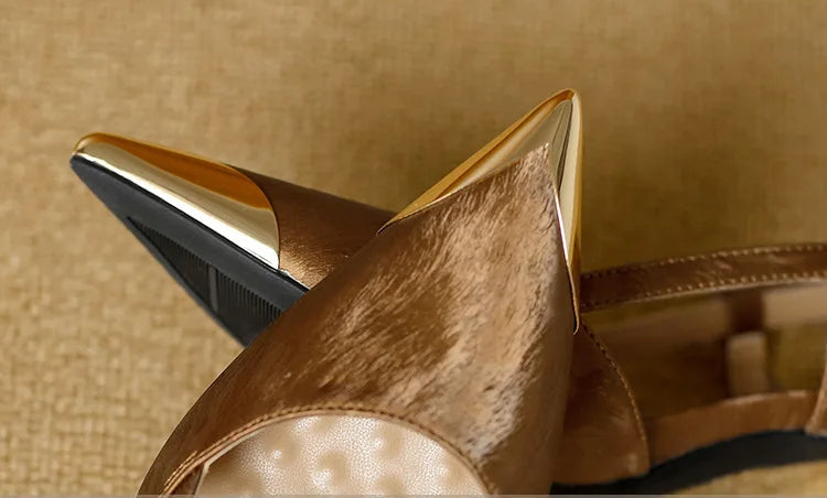 Women's Pumps Sexy Stiletto Sandals Fashion Metallic Pointed Toe Rear Hollow Out High Heels Single Shoes Lady Sandals