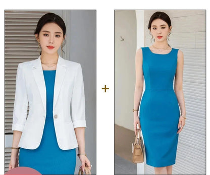 High Quality Women's Two Piece Set Office Work Dress Sleeveless Jacket Short Outerwear Fashionable And Comfortable for Office