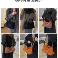 Retro Bag for Women's Textured Frosted Shoulder Bag with Large Capacity Crossbody Commuting Tote Bag