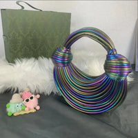 Fashionable Hand-Knitted Noodle Bag Women's Shoulder Bag Urban Minimalist Style Dumpling Bag Versatile Knot Design PU Material