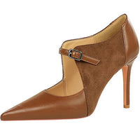 Women Pumps Suede and PU Leather Design Retro High Heels Ladies Shoes Stilettos Women Heels