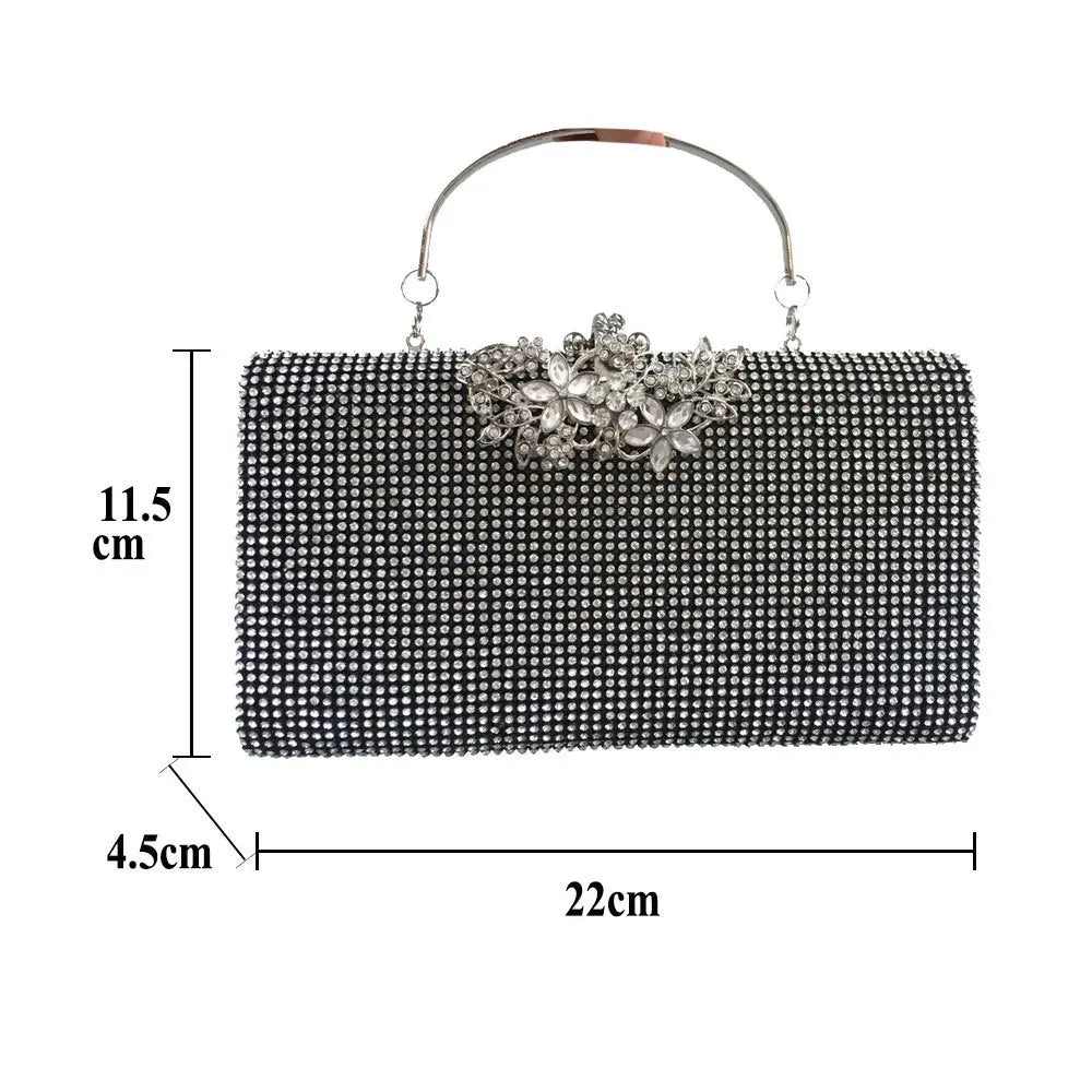 Diamond Encrusted Dinner Bag And Clutch, Square Hard Box Fully Lined With Diamonds.