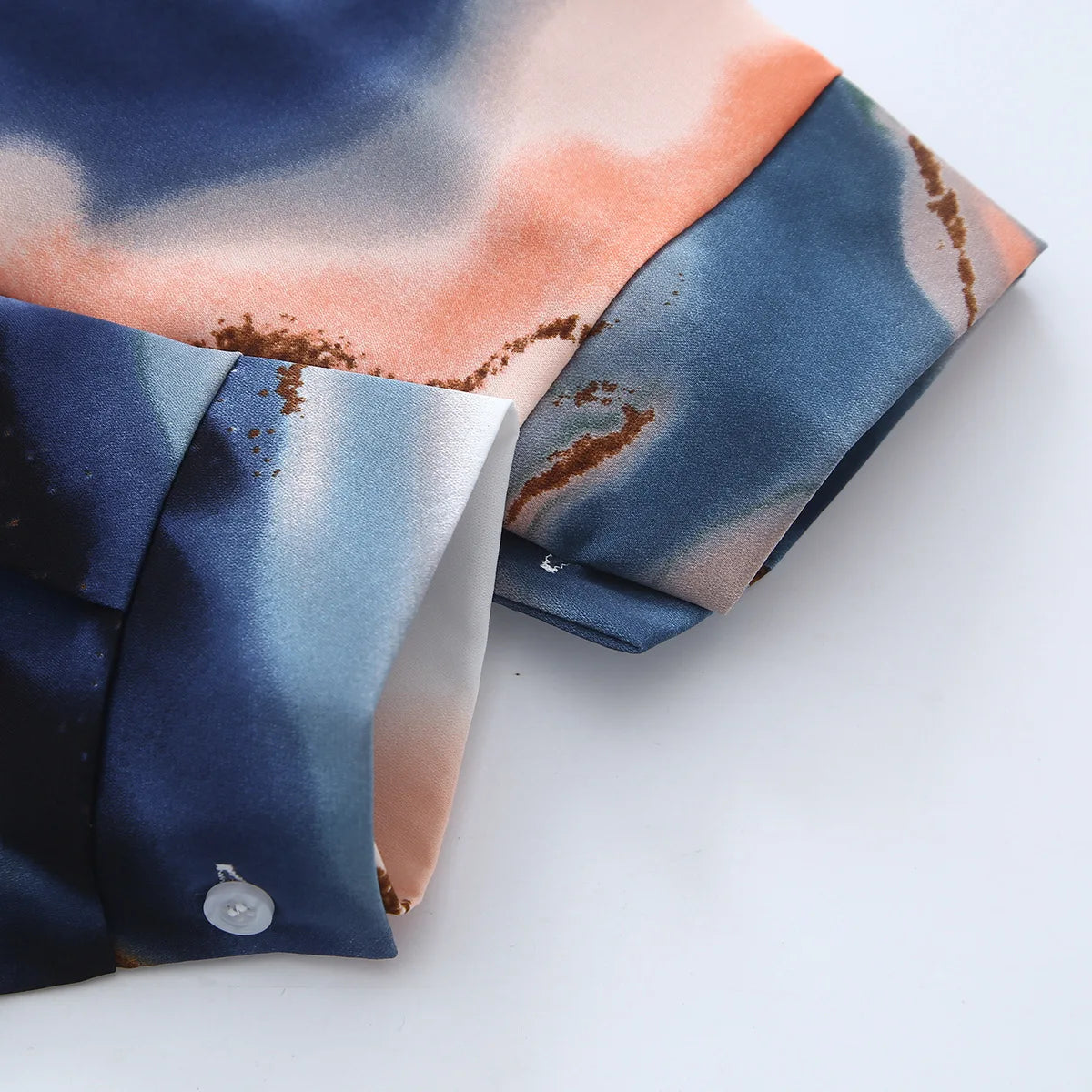 Women's Vintage Tie Dye Niche Design High End French Satin Shirt Long Sleeve Elegant Soft Drape Blouse Top