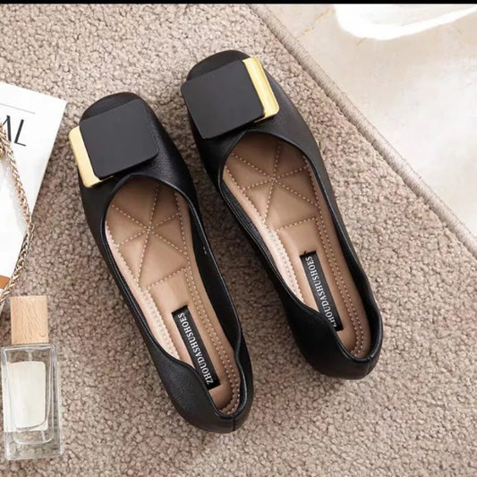 Flat Shoes Women New Fashion Square Breathable Casual Black Comfortable Work Shoes Soft Women's Loafers Shoes