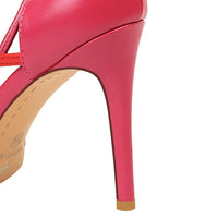 Women 9.5cm High Heels Sandals Nightclub Stripper Heels Sexy Patchwork Party Ankle Strap 2 tone Shoes