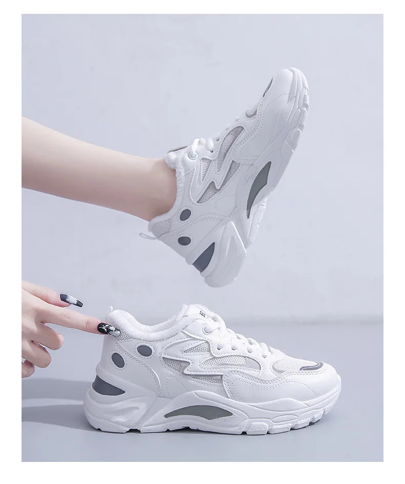 Women's Casual Breathable Leather Sneakers Versatile Flat Heel Shock Absorption Comfortable and Fashionable Shoes