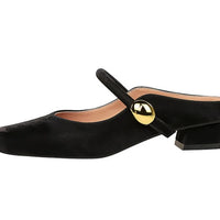 European Style Light-Mouthed Half-Slippers Women Wearing Thick Heels And Square-Toe Mary Jane Shoes One-Strap