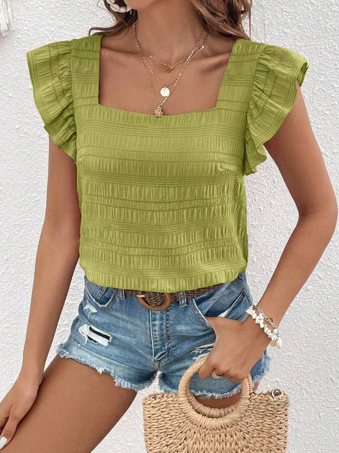 Casual Blouses For Women Fashion Shirts Elegant Sweet Loose Ruffles Sleeve Female Tops