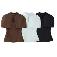 Fashionable French Style Two-Piece Set with off shoulder Top And Elegant Cape Lady Top Summer Casual Outfit for Young Women