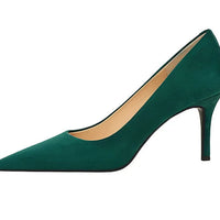 Suede Black Women Pumps  High Heels Pointed Toe Women Heels 7Cm Ladies Shoes Office Shoes