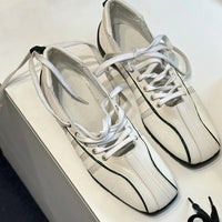 Women's ballet flats Fashion Korean ballet style lace-up retro casual shoes Comfortable lightweight ballet sneakers