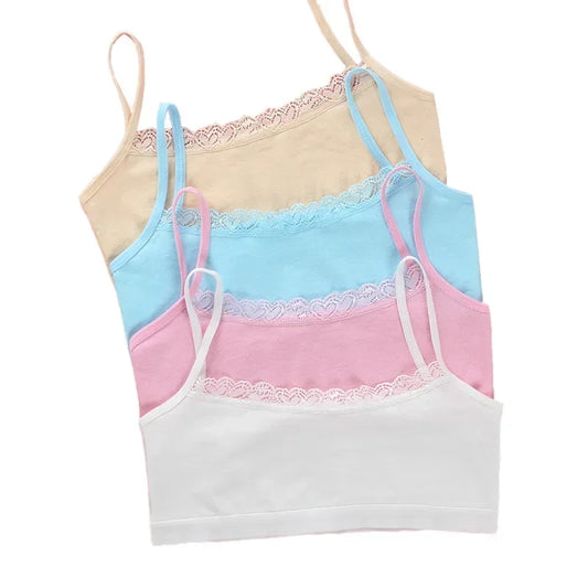 Young Girls Lace Puberty Teenage Soft Cotton Underwear Training Bra Crop Top 8-14years lace bra
