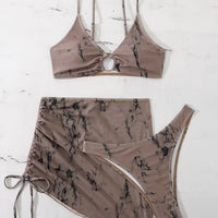 Sexy Women Swimsuit Push Up Beachwear Bathing Suit Summer Three-Pieces Bikini Female Swimwear Thong Bikini with Skirt